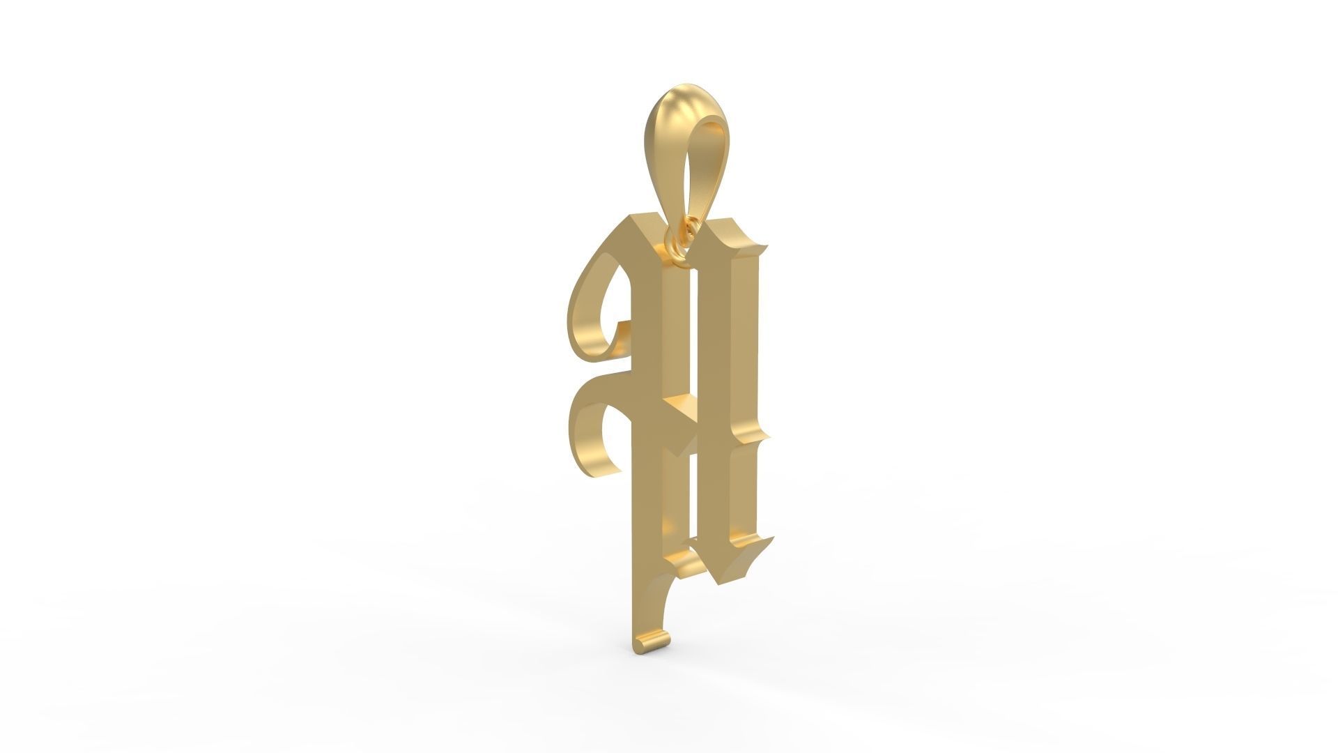 Initial Letters Pendant Angel Wish H 3D print model_1