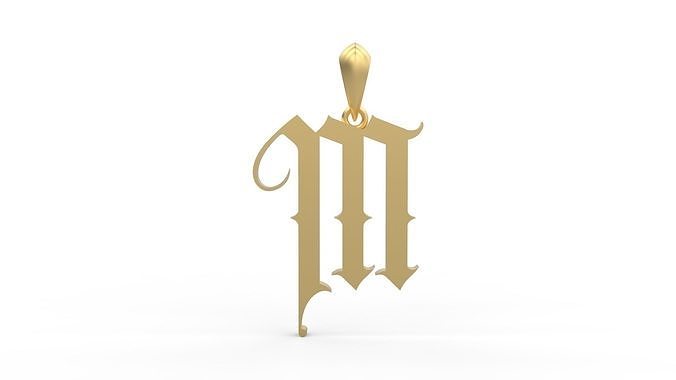 Initial Letters Pendant Angel Wish M 3D print model