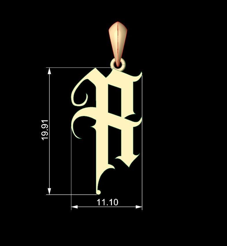 Initial Letters Pendant Angel Wish R 3D print model_5