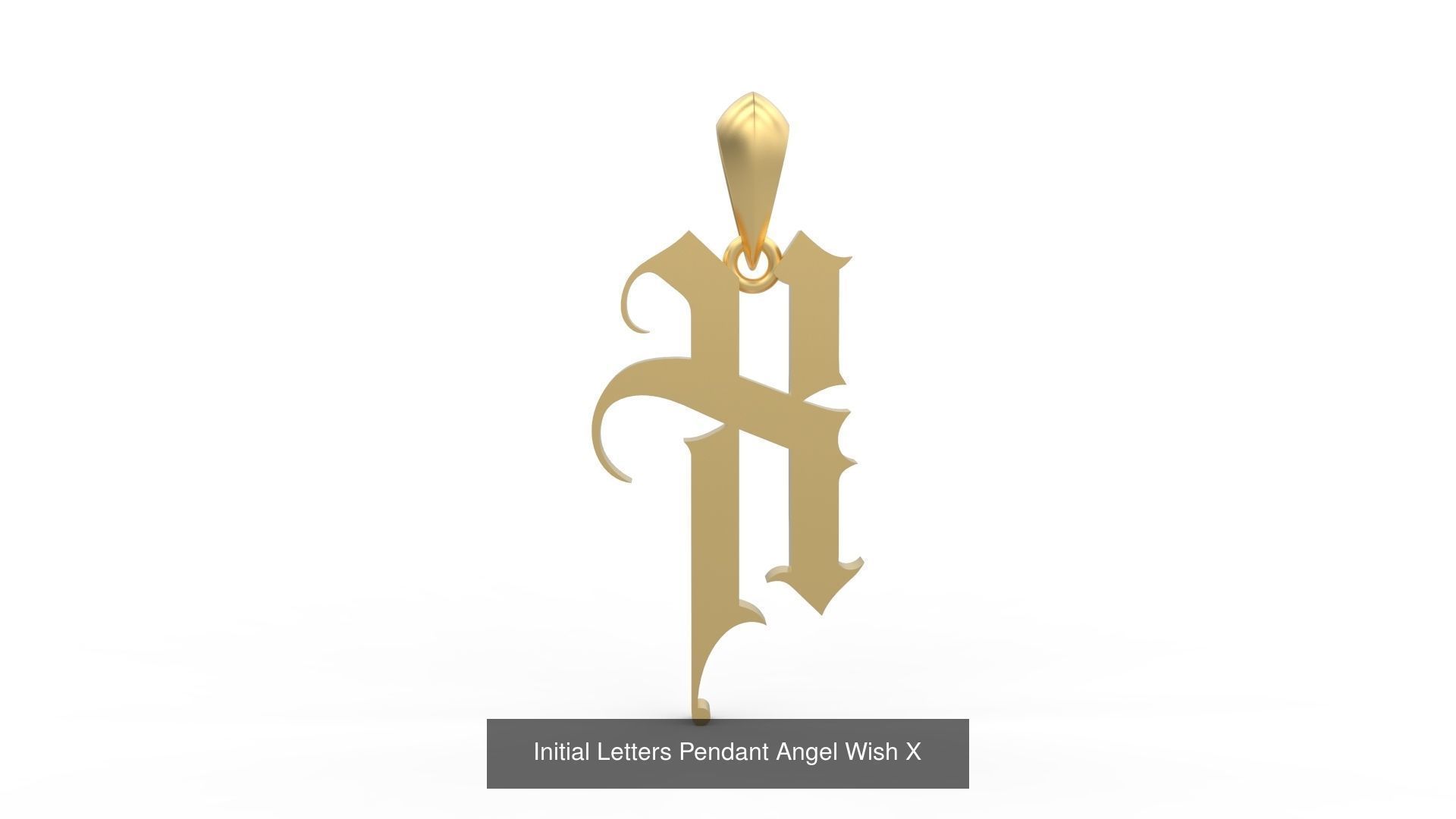Initial Letters Pendant Alphabets Angel Wish 3D Model Collection_26