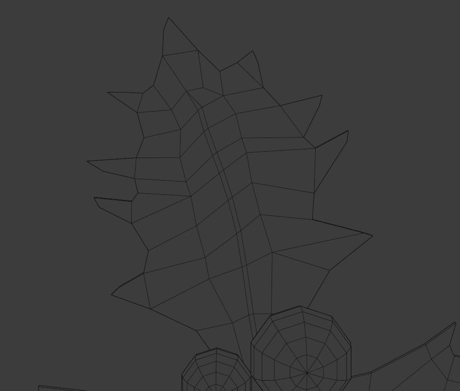 Holly leaf Low-poly 3D model_10