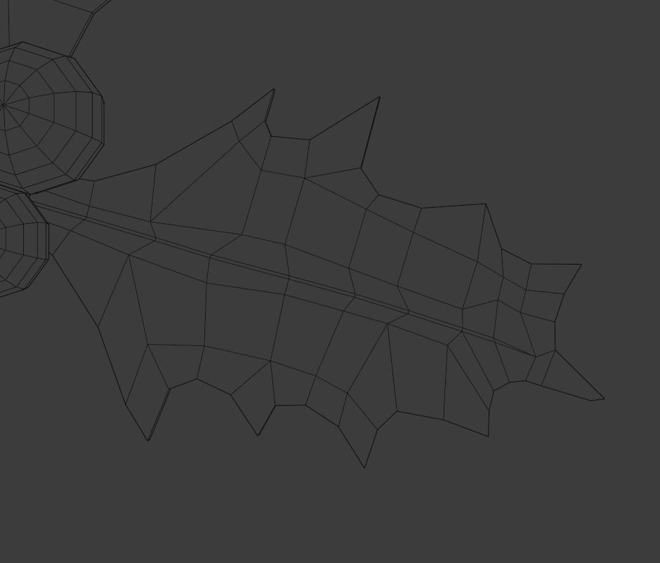 Holly leaf Low-poly 3D model_12