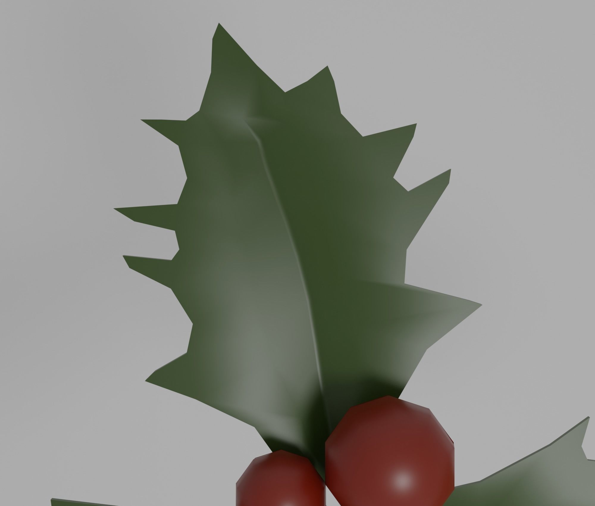 Holly leaf Low-poly 3D model_9