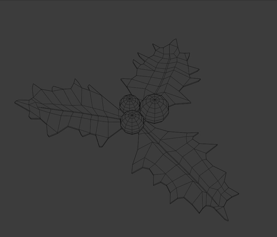 Holly leaf Low-poly 3D model_2