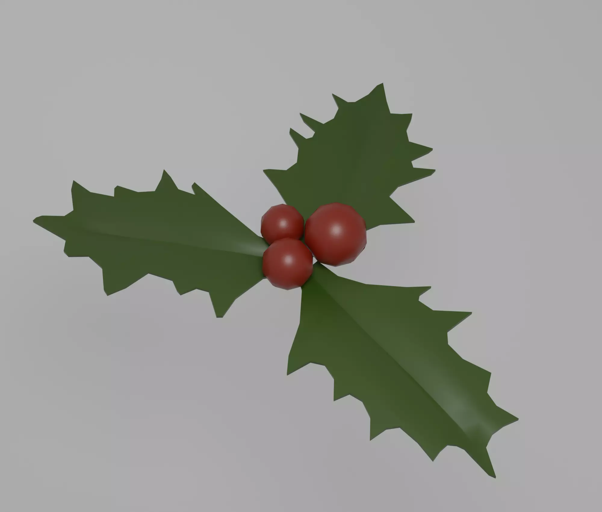 Holly leaf Low-poly 3D model_0