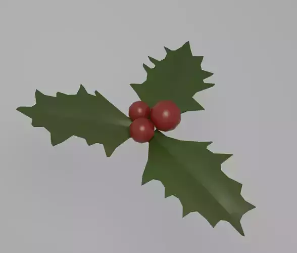 Holly leaf Low-poly 3D model