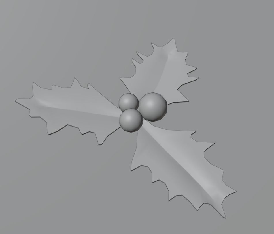 Holly leaf Low-poly 3D model_1