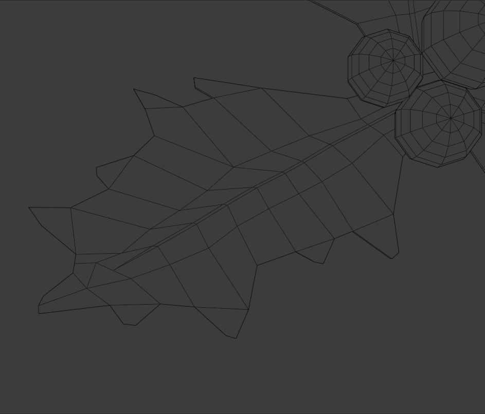 Holly leaf Low-poly 3D model_14