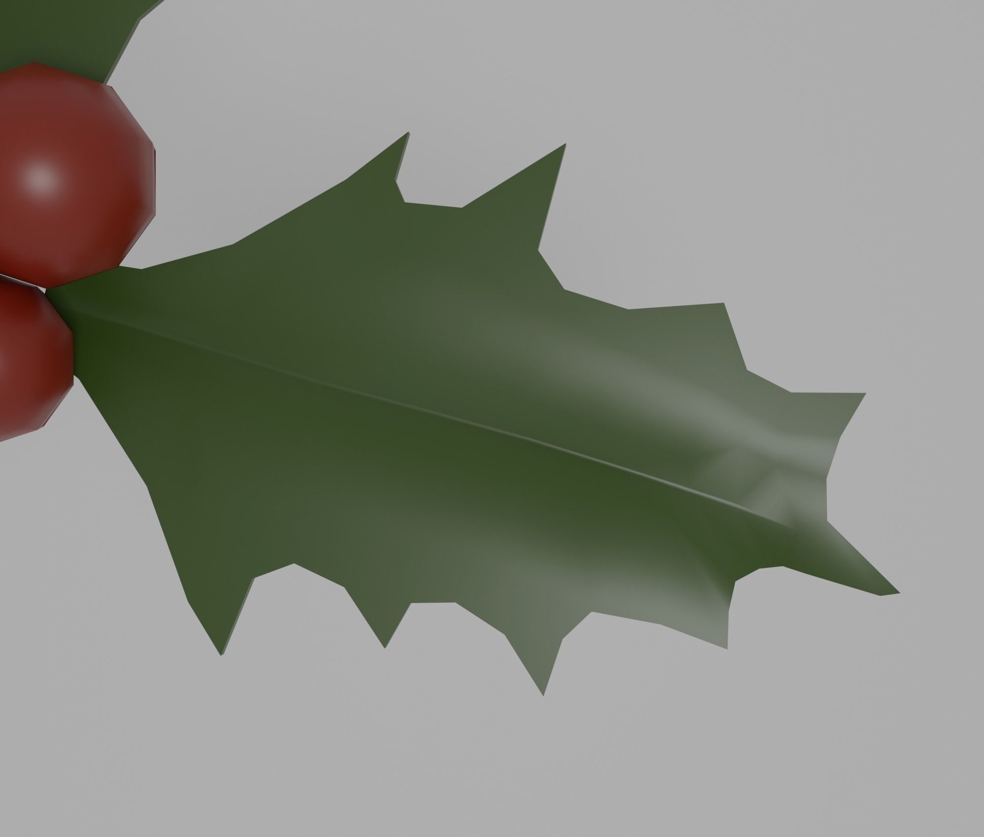 Holly leaf Low-poly 3D model_11