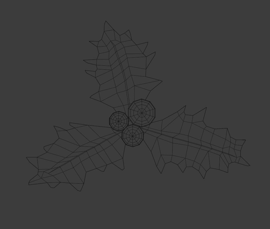 Holly leaf Low-poly 3D model_4