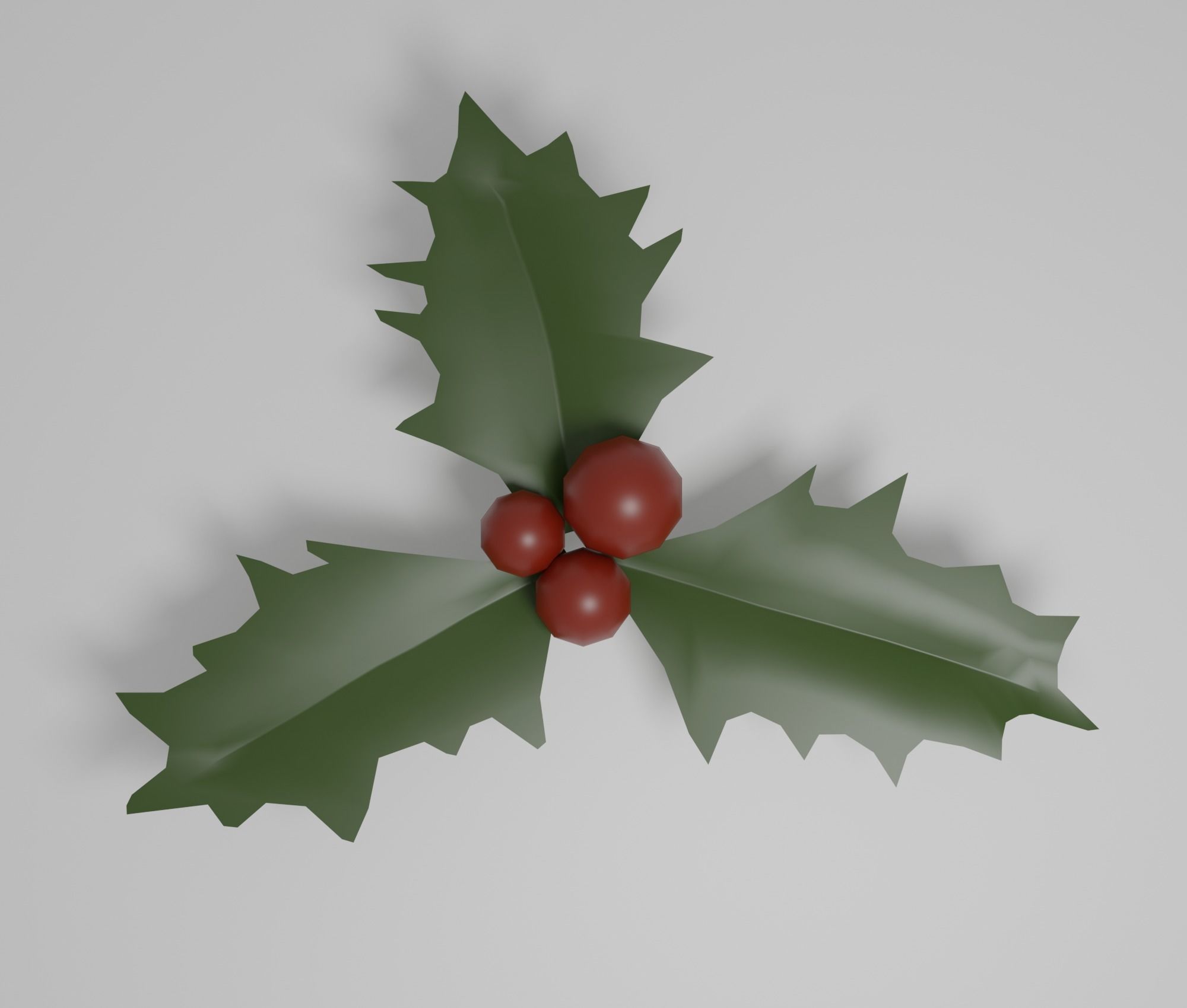 Holly leaf Low-poly 3D model_3