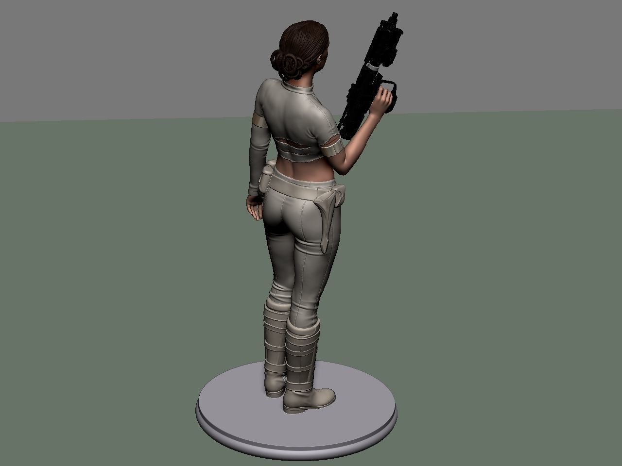 Padme star wars character holding gun 3D print model_56