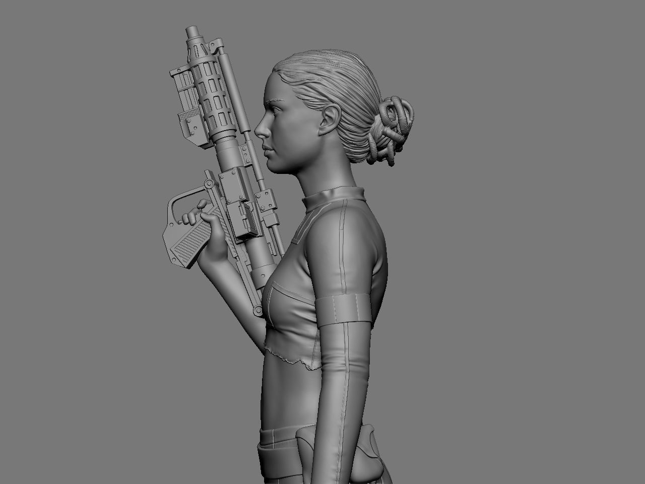 Padme star wars character holding gun 3D print model_31