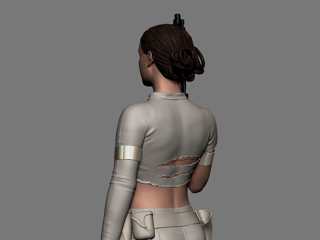 Padme star wars character holding gun 3D print model_28