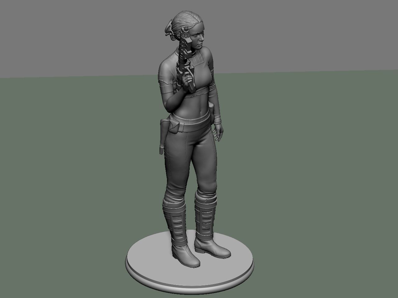 Padme star wars character holding gun 3D print model_53
