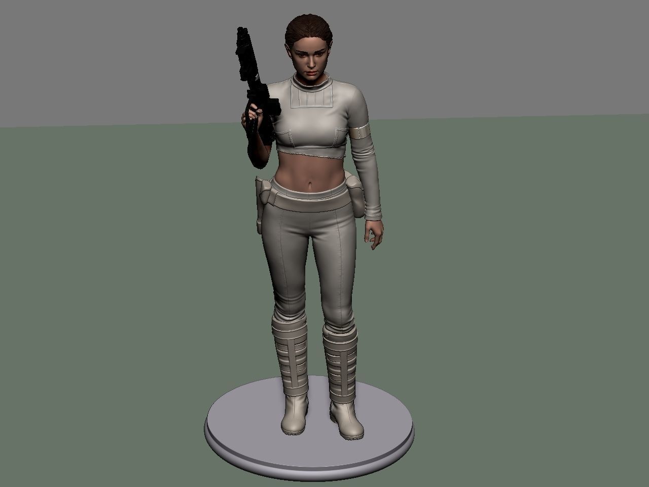 Padme star wars character holding gun 3D print model_50