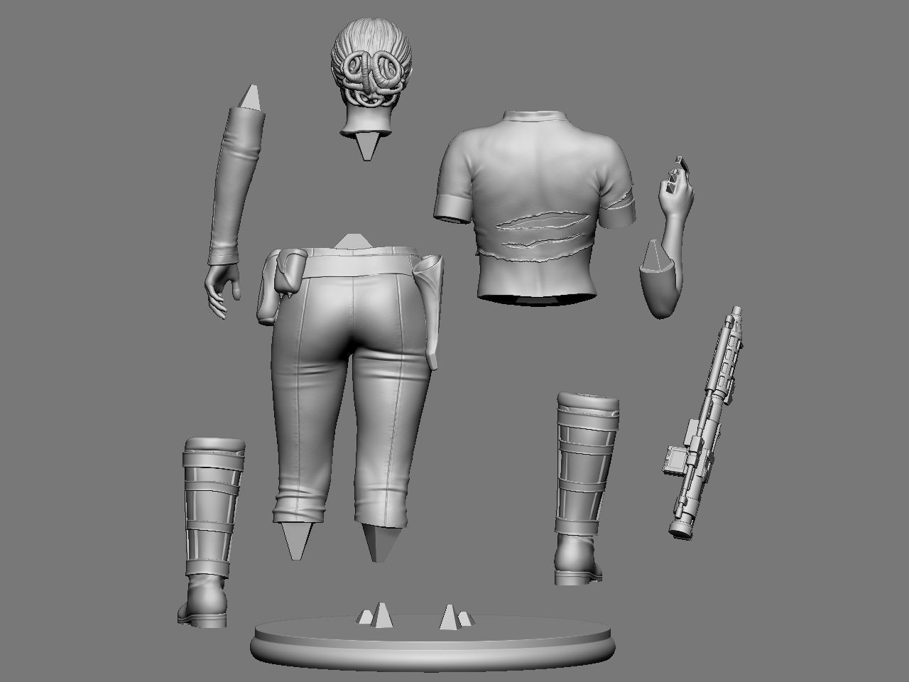 Padme star wars character holding gun 3D print model_68