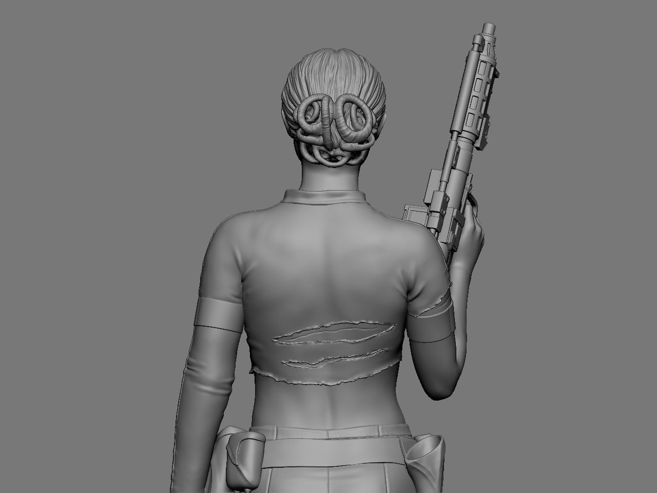 Padme star wars character holding gun 3D print model_27
