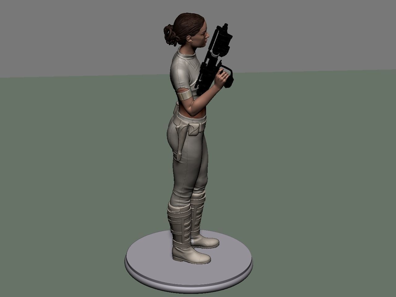 Padme star wars character holding gun 3D print model_54