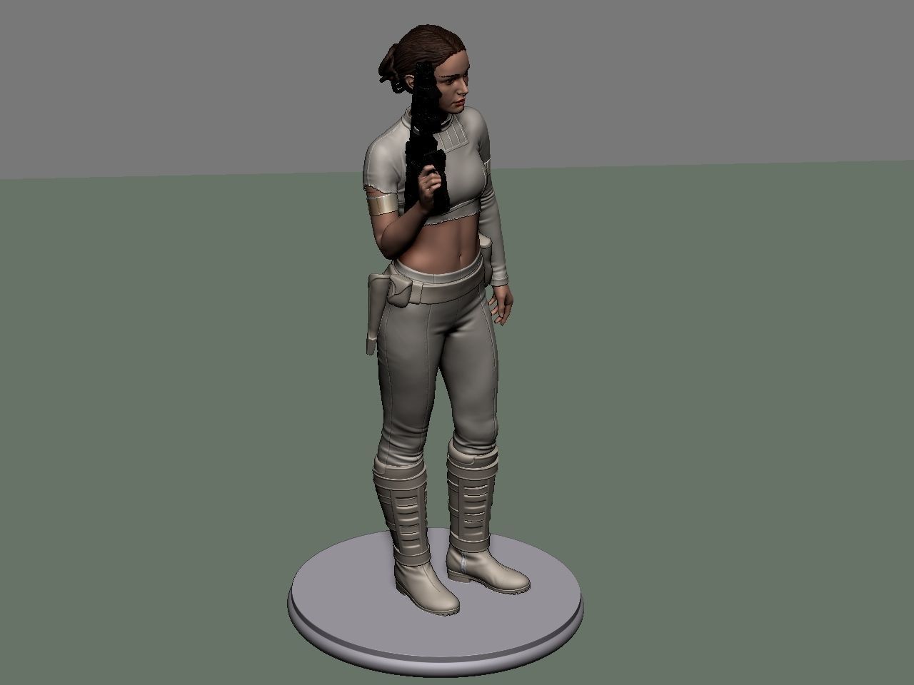 Padme star wars character holding gun 3D print model_52