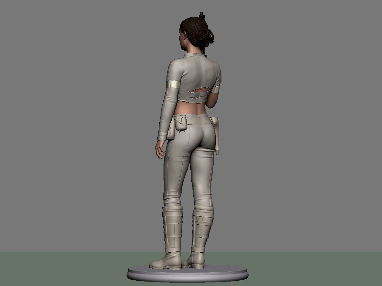Padme star wars character holding gun 3D print model_12
