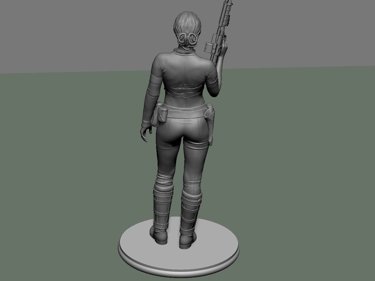 Padme star wars character holding gun 3D print model_59