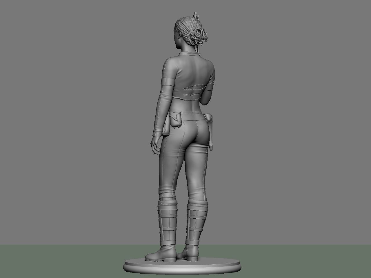 Padme star wars character holding gun 3D print model_13