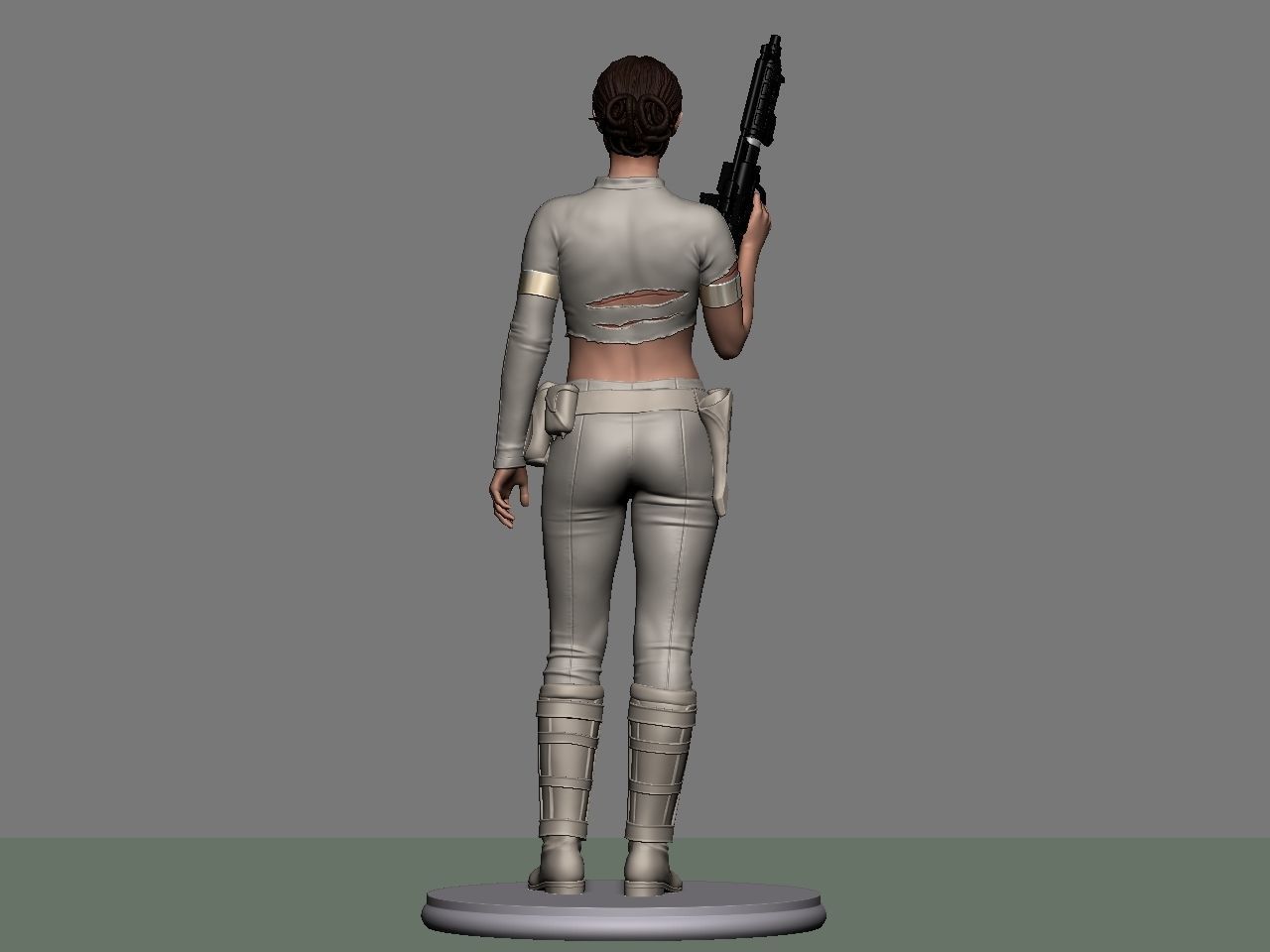 Padme star wars character holding gun 3D print model_10