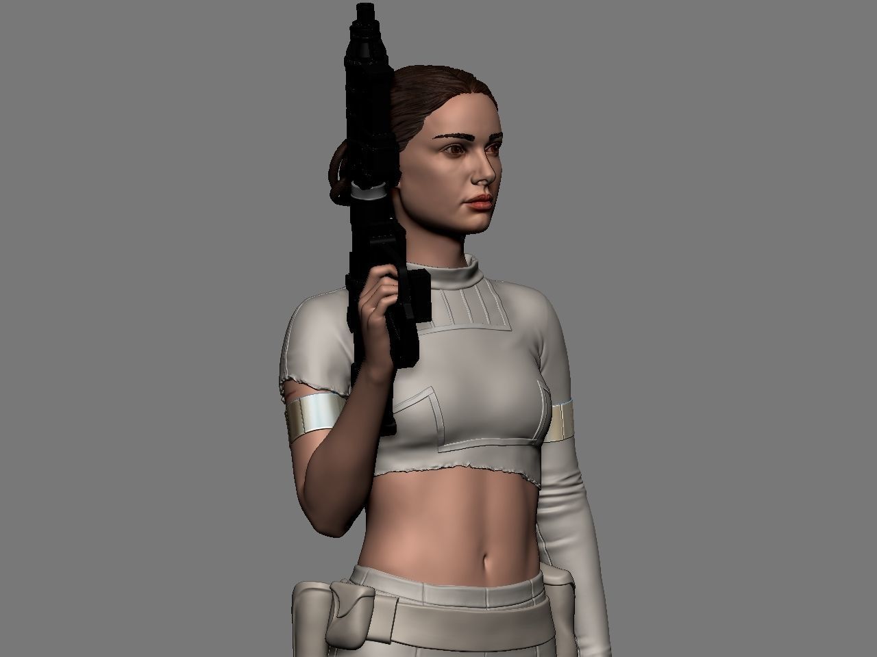 Padme star wars character holding gun 3D print model_20