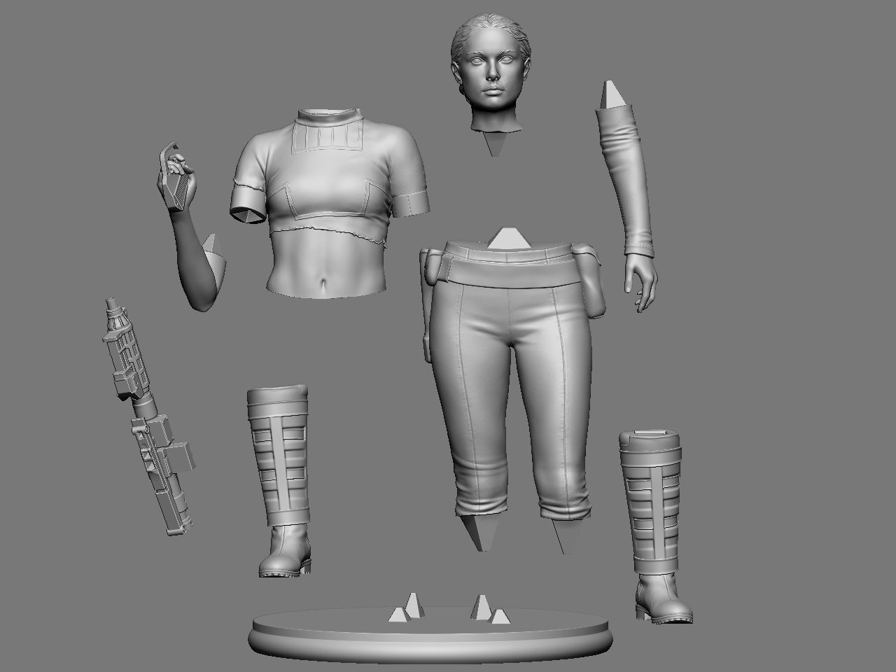 Padme star wars character holding gun 3D print model_67