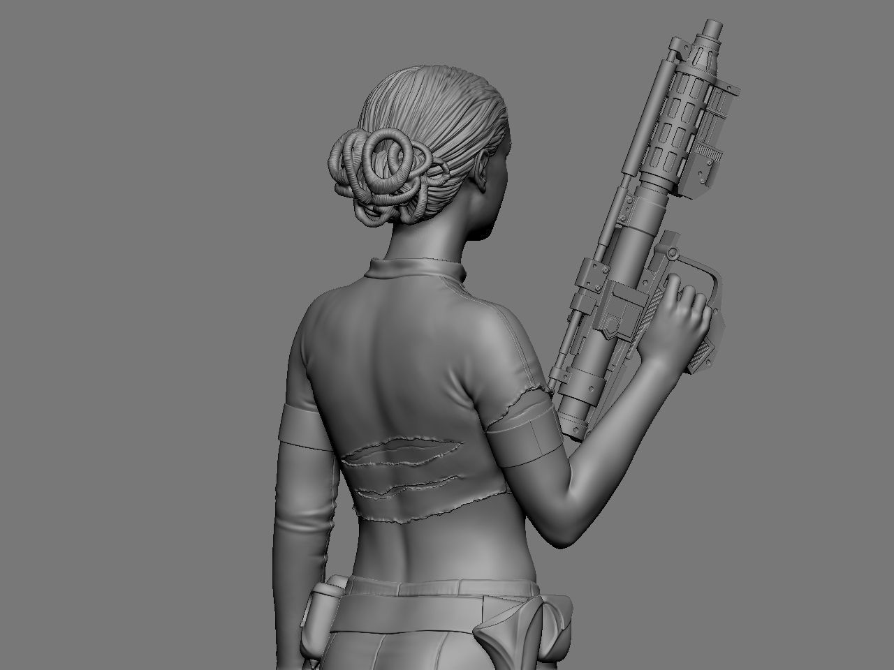 Padme star wars character holding gun 3D print model_25