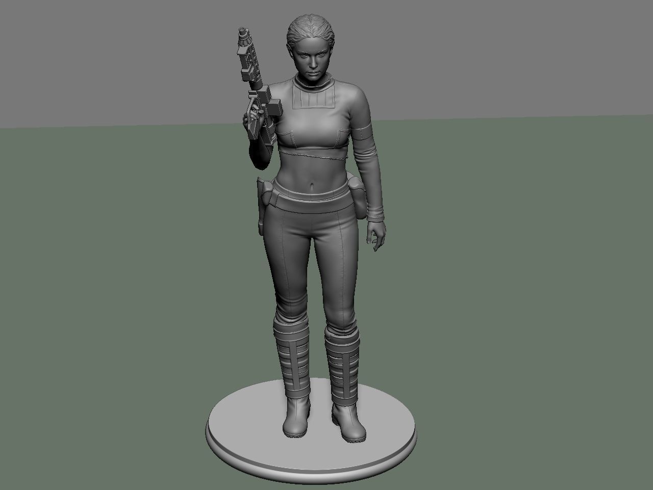 Padme star wars character holding gun 3D print model_51