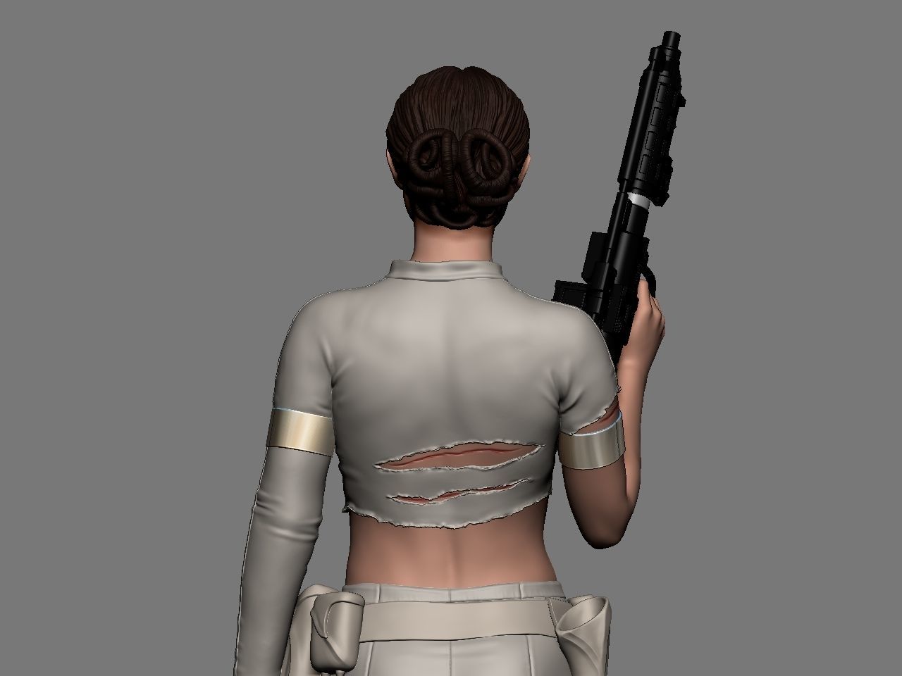 Padme star wars character holding gun 3D print model_26