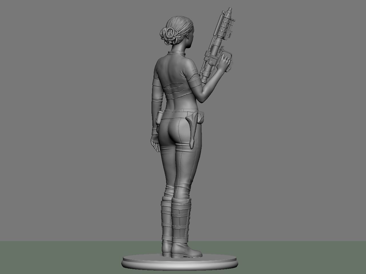 Padme star wars character holding gun 3D print model_9
