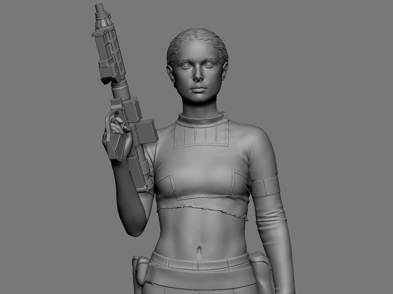 Padme star wars character holding gun 3D print model_19