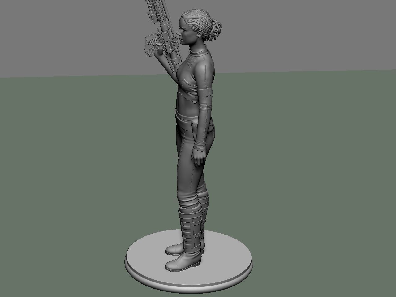Padme star wars character holding gun 3D print model_63