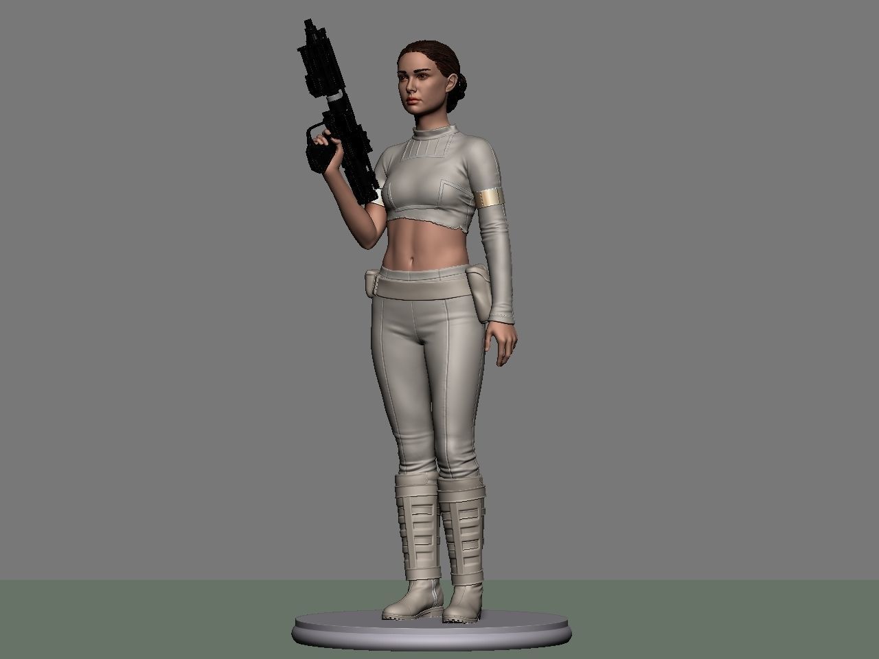 Padme star wars character holding gun 3D print model_16