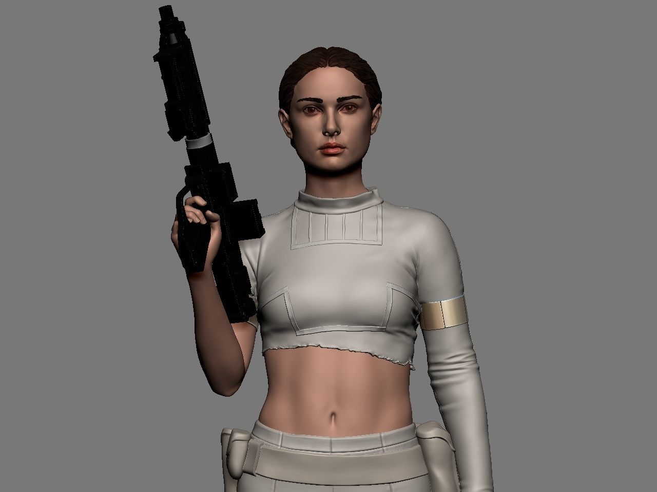 Padme star wars character holding gun 3D print model_18