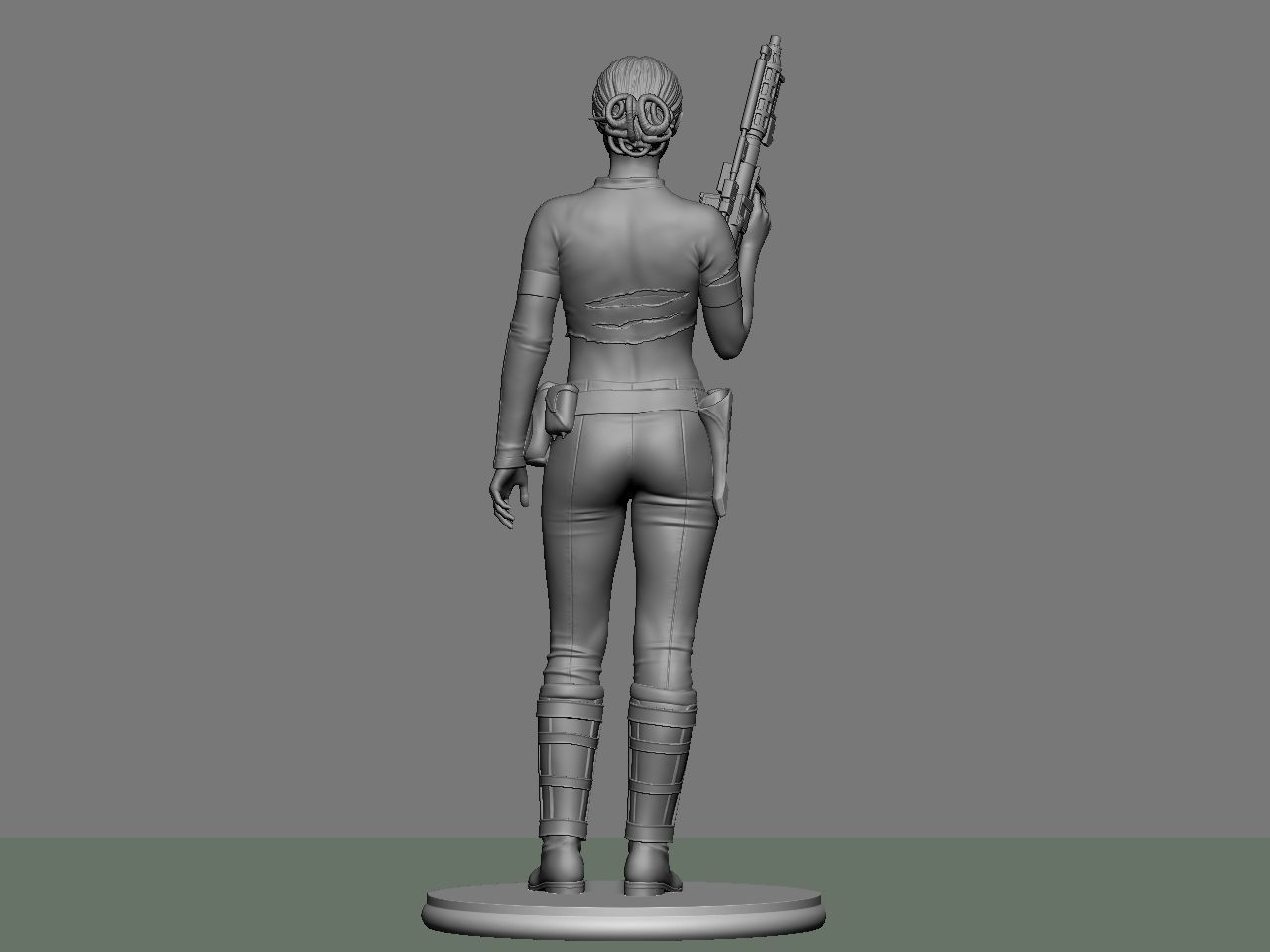 Padme star wars character holding gun 3D print model_11
