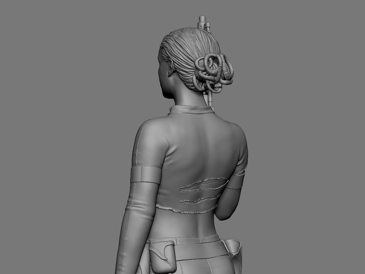 Padme star wars character holding gun 3D print model_29