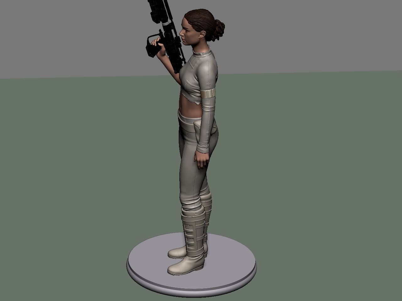 Padme star wars character holding gun 3D print model_62