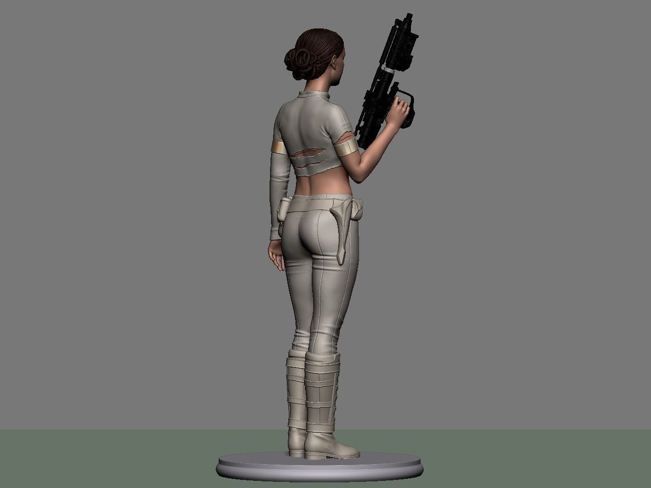 Padme star wars character holding gun 3D print model_8