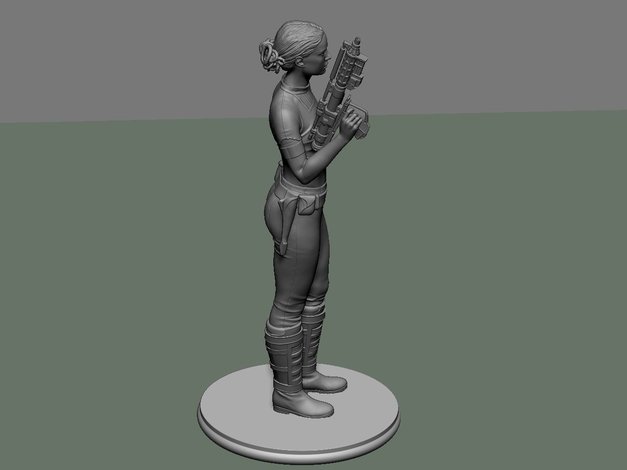Padme star wars character holding gun 3D print model_55