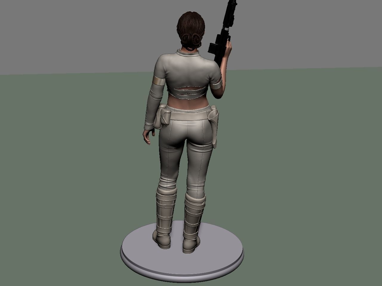 Padme star wars character holding gun 3D print model_58