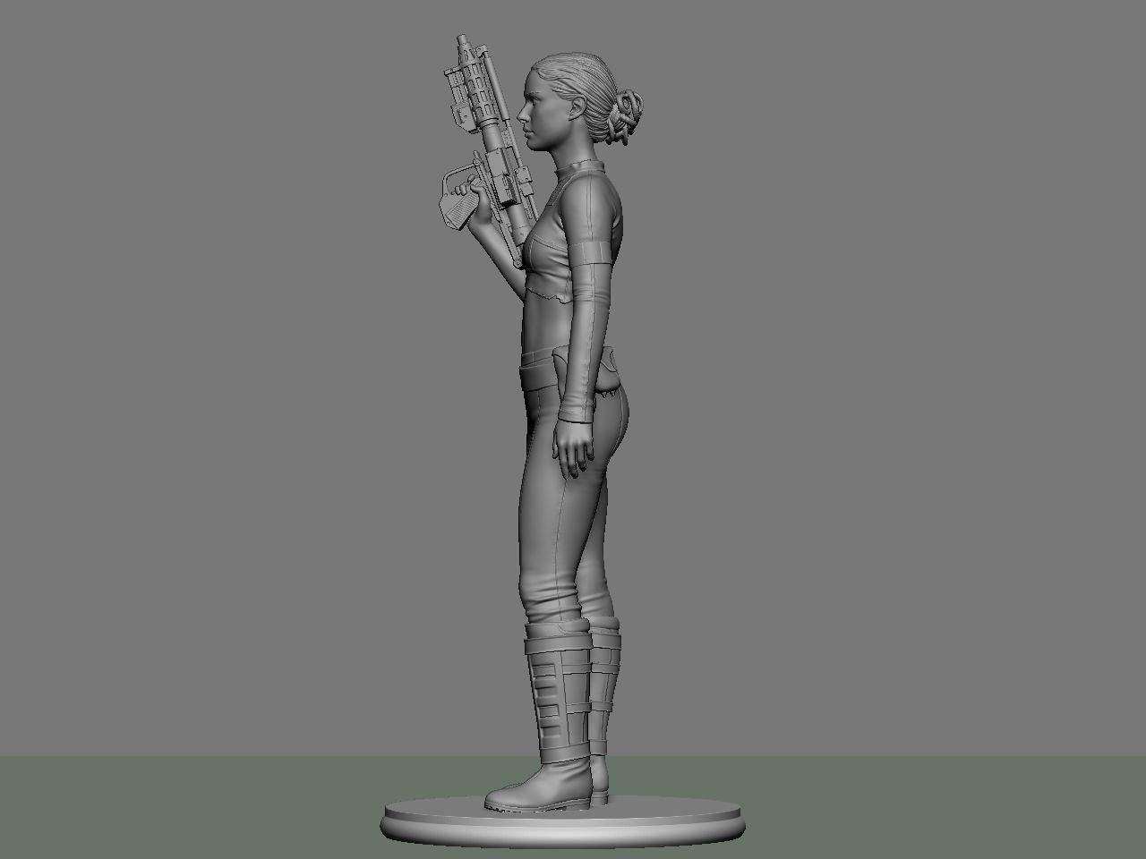 Padme star wars character holding gun 3D print model_15