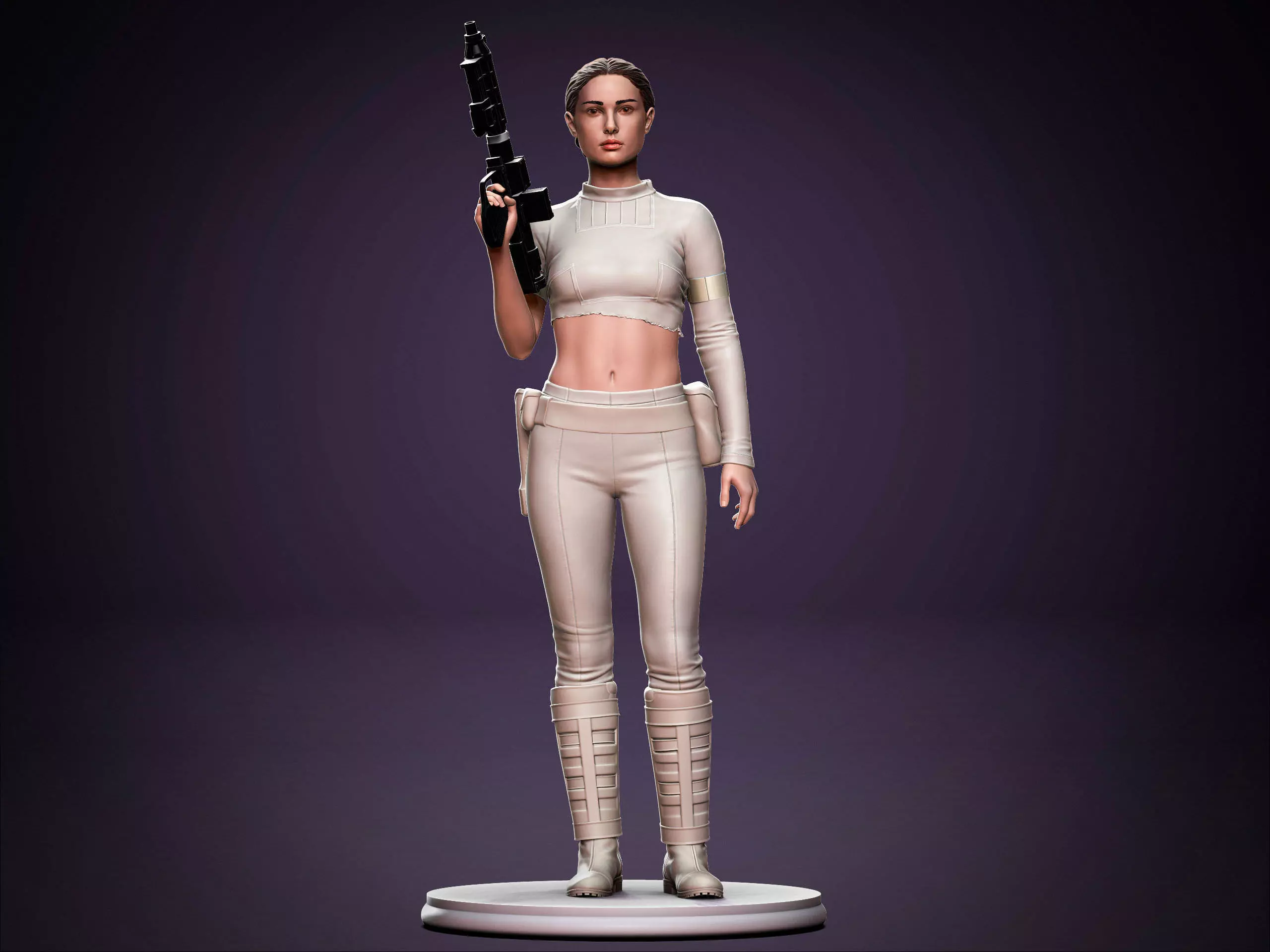 Padme star wars character holding gun 3D print model_0