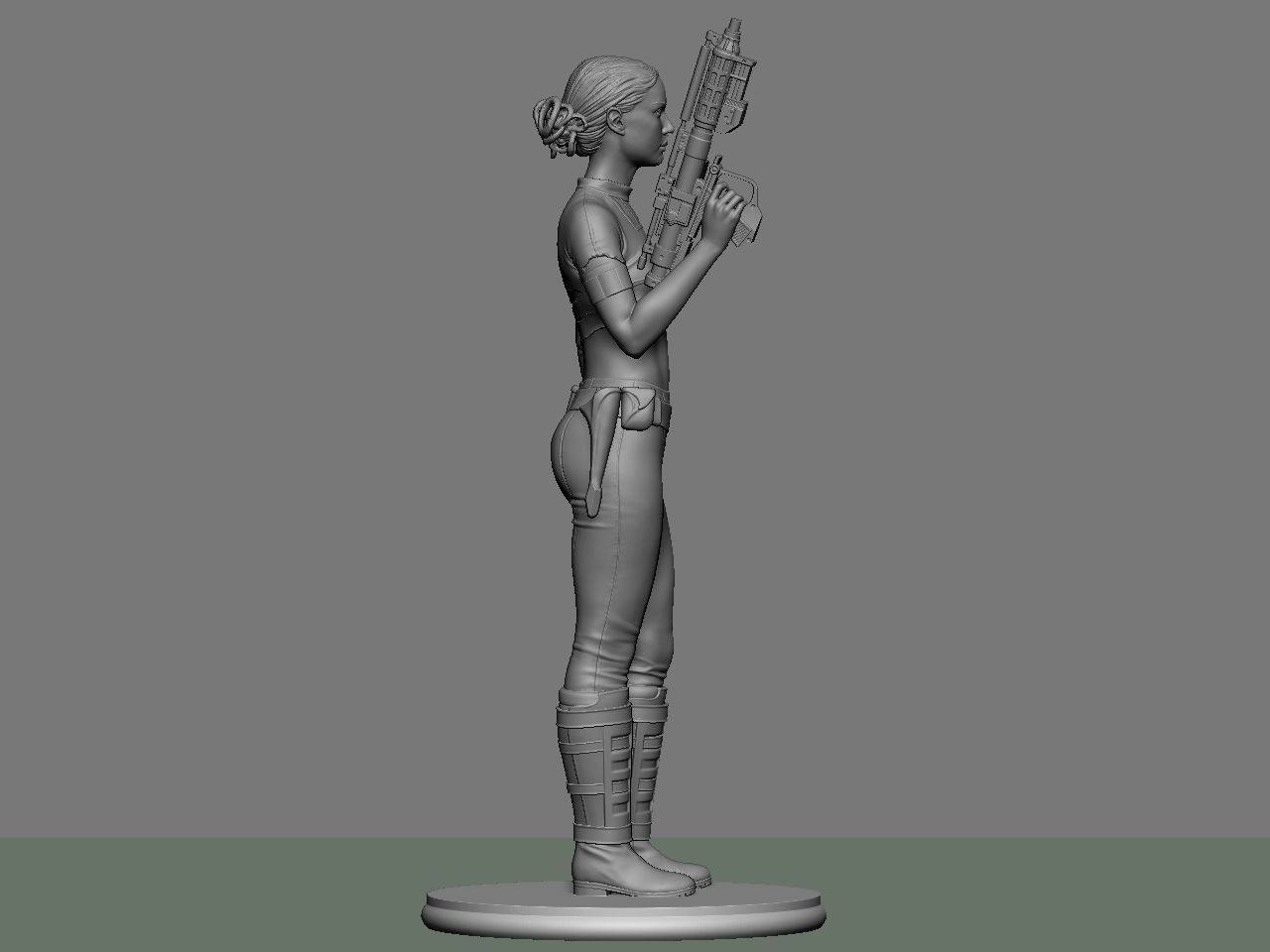 Padme star wars character holding gun 3D print model_7