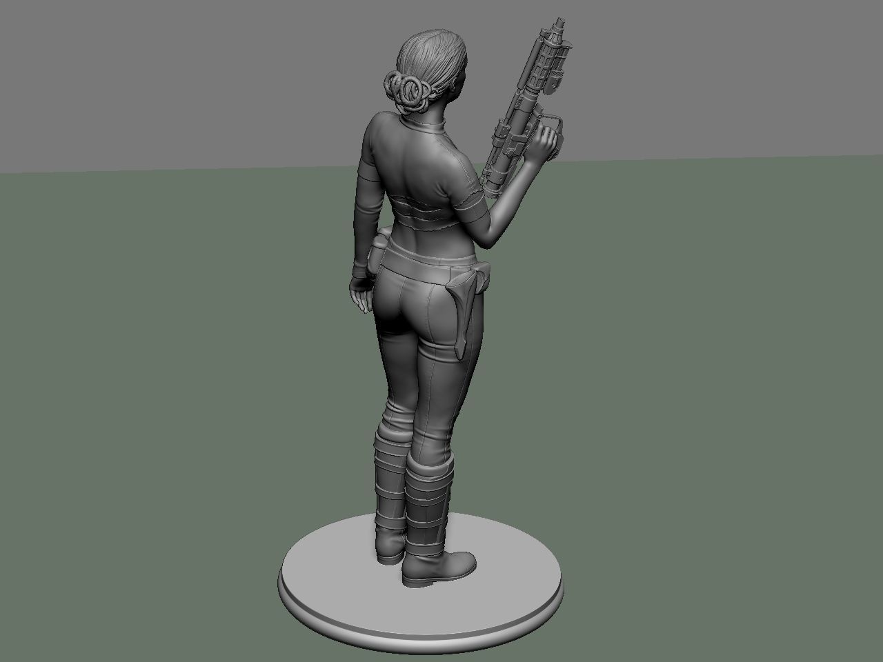Padme star wars character holding gun 3D print model_57
