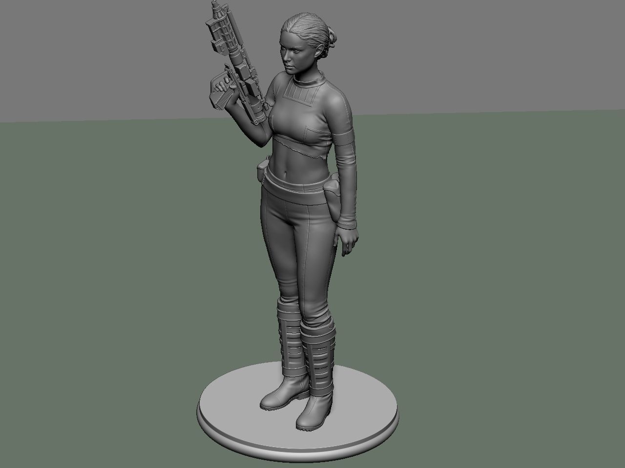 Padme star wars character holding gun 3D print model_65