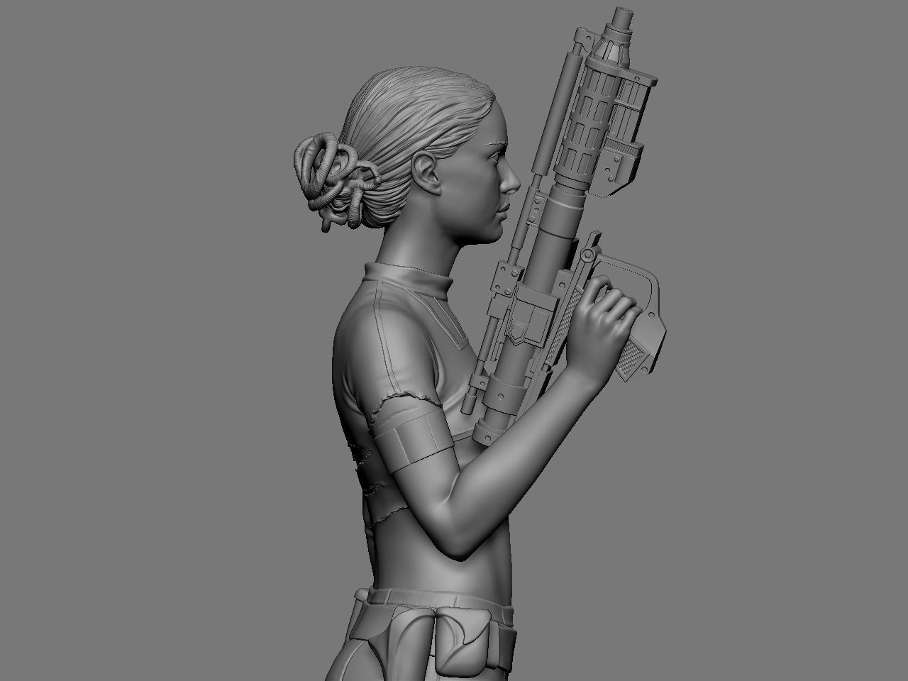 Padme star wars character holding gun 3D print model_23